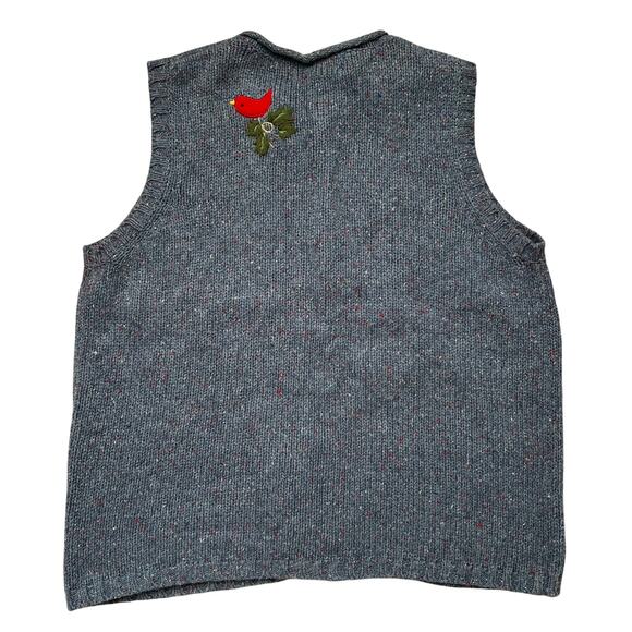 Theme Works Blue Primitive Snowman Full Zip Sweater Vest Large Grandmacore - Picture 2 of 8